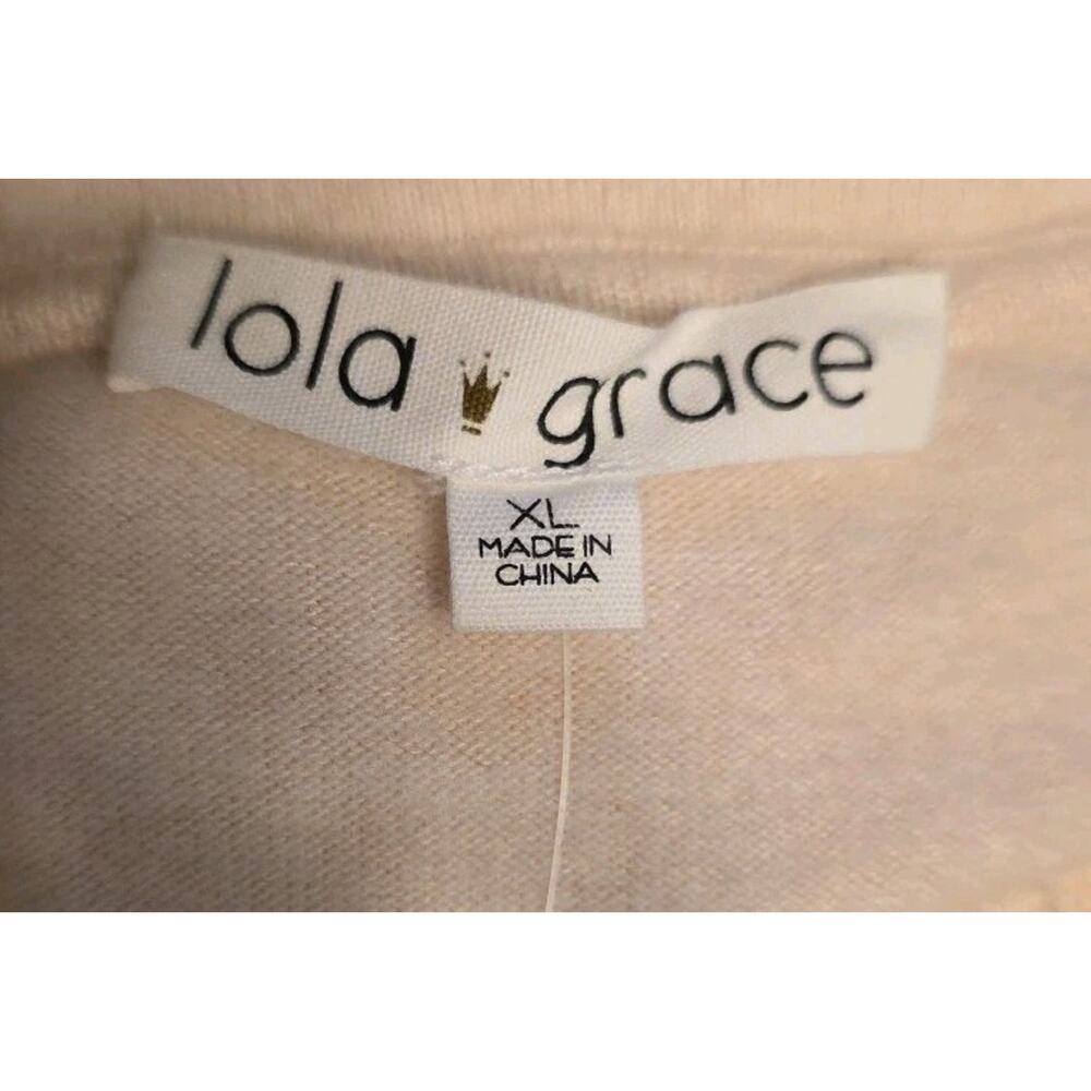 NWT XL Women's Long Sleeve "Fuzzy" Henley Oatmeal by Lola Grace MSRP $39 - Picture 6 of 6